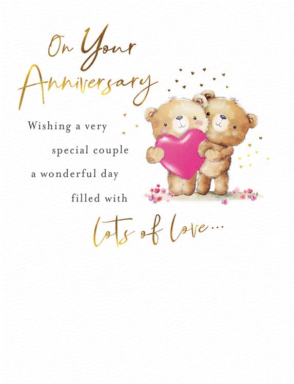 Piccadilly Greetings Anniversary Card - Gold, 8 x 6 Inches | Designed & Made in the UK