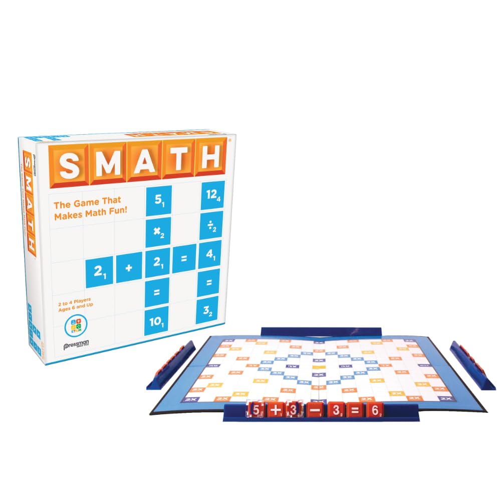 Pressman Smath Game - Math Skills Builder | Crossword Style Play | 2-4 Players Ages 6+