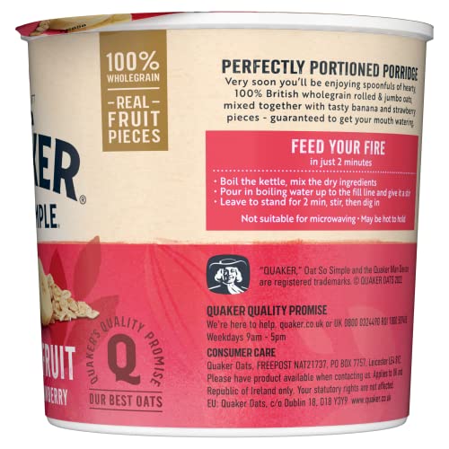 Quaker Oat So Simple Haufen von Obst Haferbrei mit Bananen- und Erdbeergeschmack 18