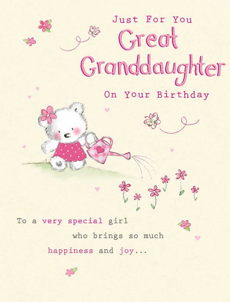 Piccadilly Greetings Great Granddaughter Birthday Card | 8 x 6 Inches | Cream Pink
