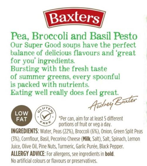 Baxters Super Good Pea, Broccoli and Basil Pesto Soup, 400g