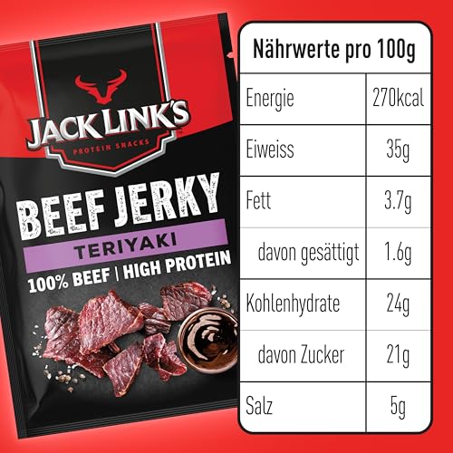 Jack Link's Beef Jerky Teriyaki, Box of 12 x 40 g, High Protein Dried Meat Snack 7
