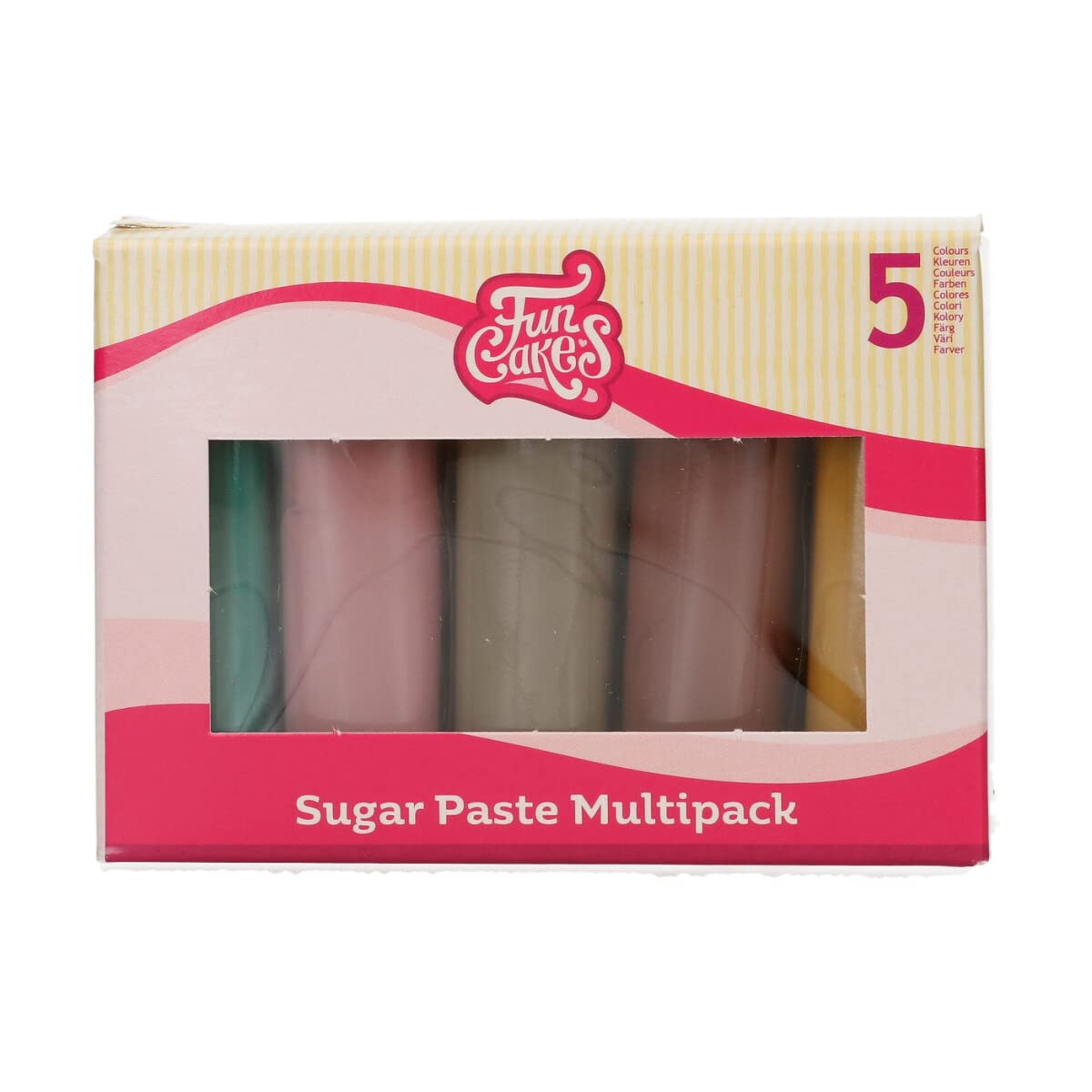 FunCakes Sugar Paste Multipack Earth Colour Palette - 5 x 100g Vanilla Fondant for Cake Decorating