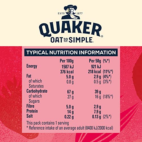 Quaker Oat So Simple Haufen von Obst Haferbrei mit Bananen- und Erdbeergeschmack 10
