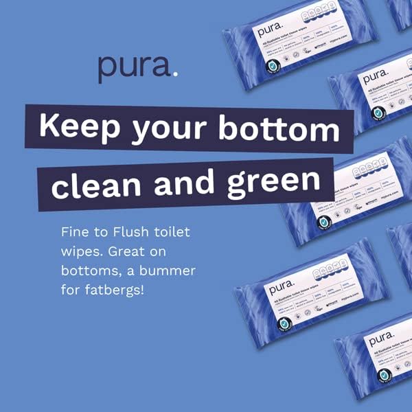 Pura – Feuchte Toilettentücher zum Abspülen, 100 % plastikfreie, biologisch abbaubare Feuchttücher (40 Stück) 4