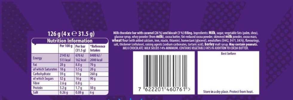 Cadbury Boost Chocolate Bar - 4 Pack (126g Total)