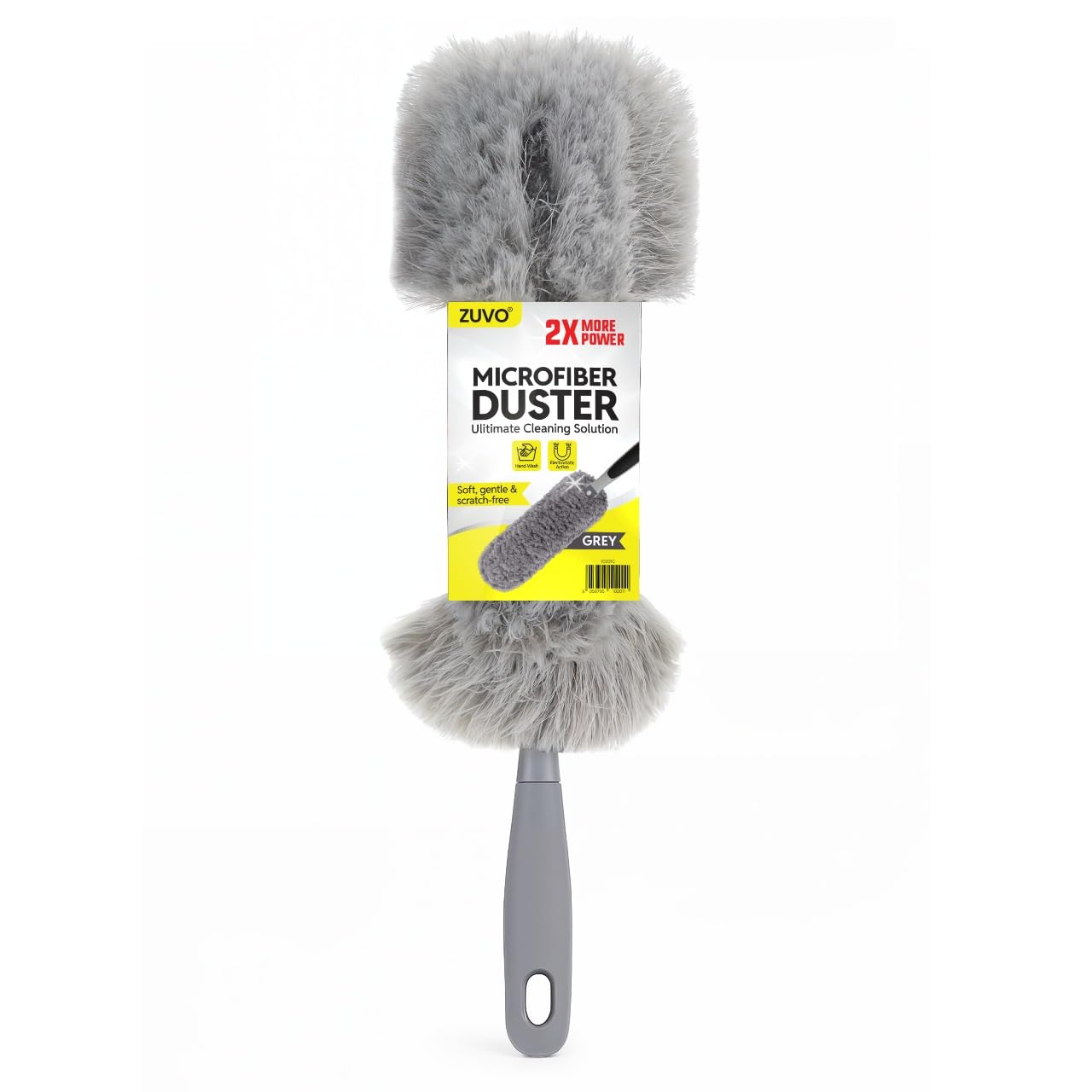 Zuvo Microfiber Duster - Detachable Washable Head | Soft Grip Handle | Grey, Size L 1
