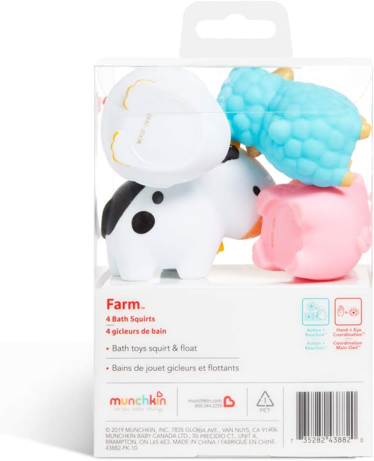 Munchkin Schwimmendes Badespielzeug mit Bauernhoftieren – 4er-Pack für Babys und Kleinkinder 5