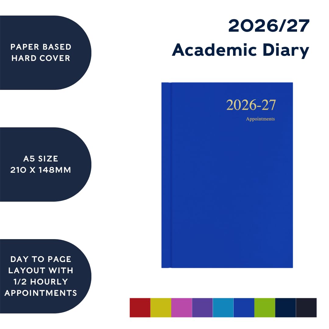 Collins 2026-2027 Essential A5 Day-to-Page Appointment Book | 13 Month Academic Planner | Purple Hardcover 4