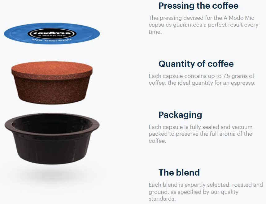 Lavazza - A Modo Mio Dek Cremoso Decaffeinated Coffee Capsules (16-Count, 120 g) 6