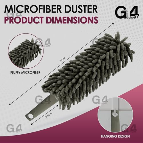 G4GADGET Microfiber Duster Grey - Washable Duster for Cleaning Window Blinds and Home Surfaces 7