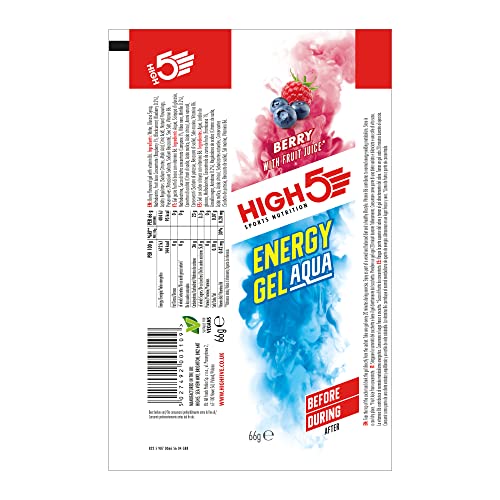 HIGH5 – Energy Gel Aqua, schnell freisetzendes Energiegel mit natürlichem Fruchtsaft (20 Beutel à 66 g, Beerengeschmack) 6