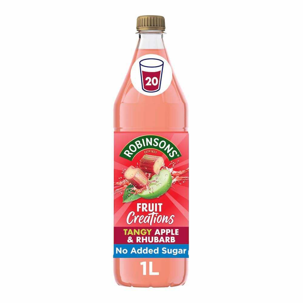 Robinsons Fruit Creations Tangy Apple & Rhubarb Squash - No Added Sugar | 1L