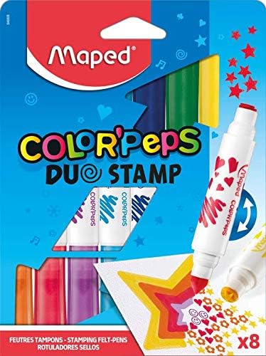 Maped Color Peps Duo Stamp Colouring Pens (8 Pack) - Dual-Tipped Art & Craft Fun 7