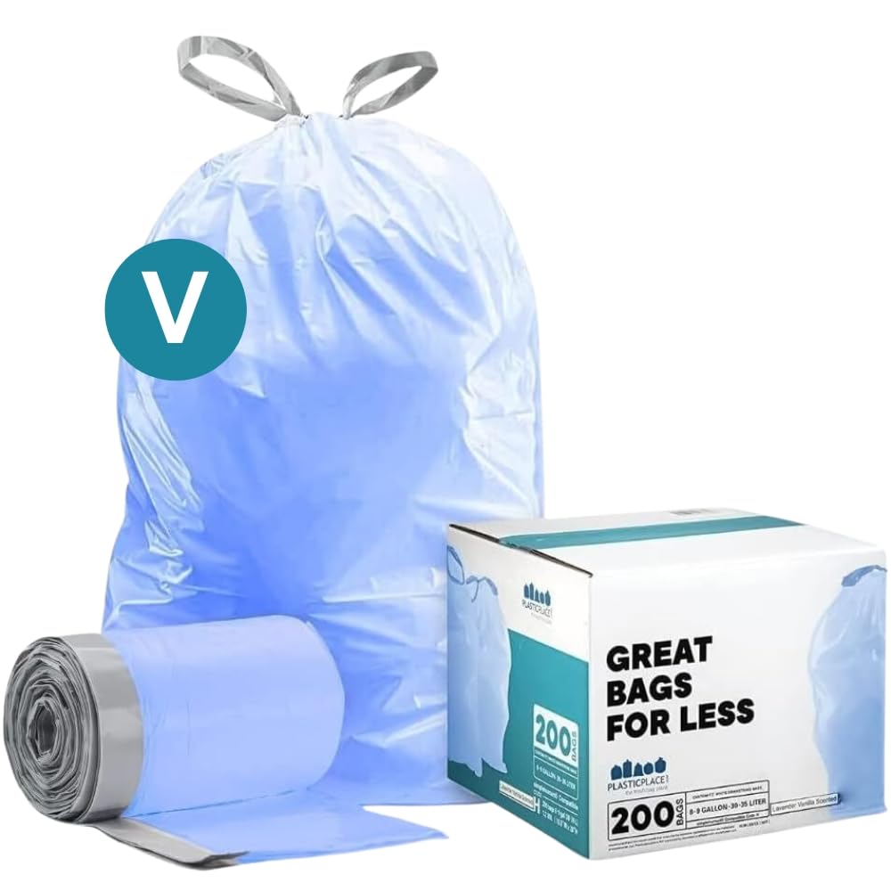 Plasticplace Code V Compatible 100 Count Blue Drawstring Recycling Bags 1.2 Mil 14.5" x 27.5"