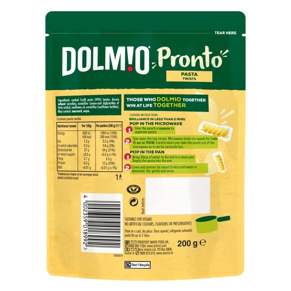 Dolmio Pasta Twists Microwave Fusili Pasta, Bulk Multipack 6 x 200g 5