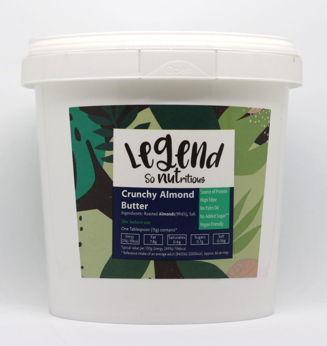 Legend Crunchy Almond Butter (1kg), 100%, natürlich, vegan, ohne Zuckerzusatz, reich an Proteinen und Ballaststoffen
