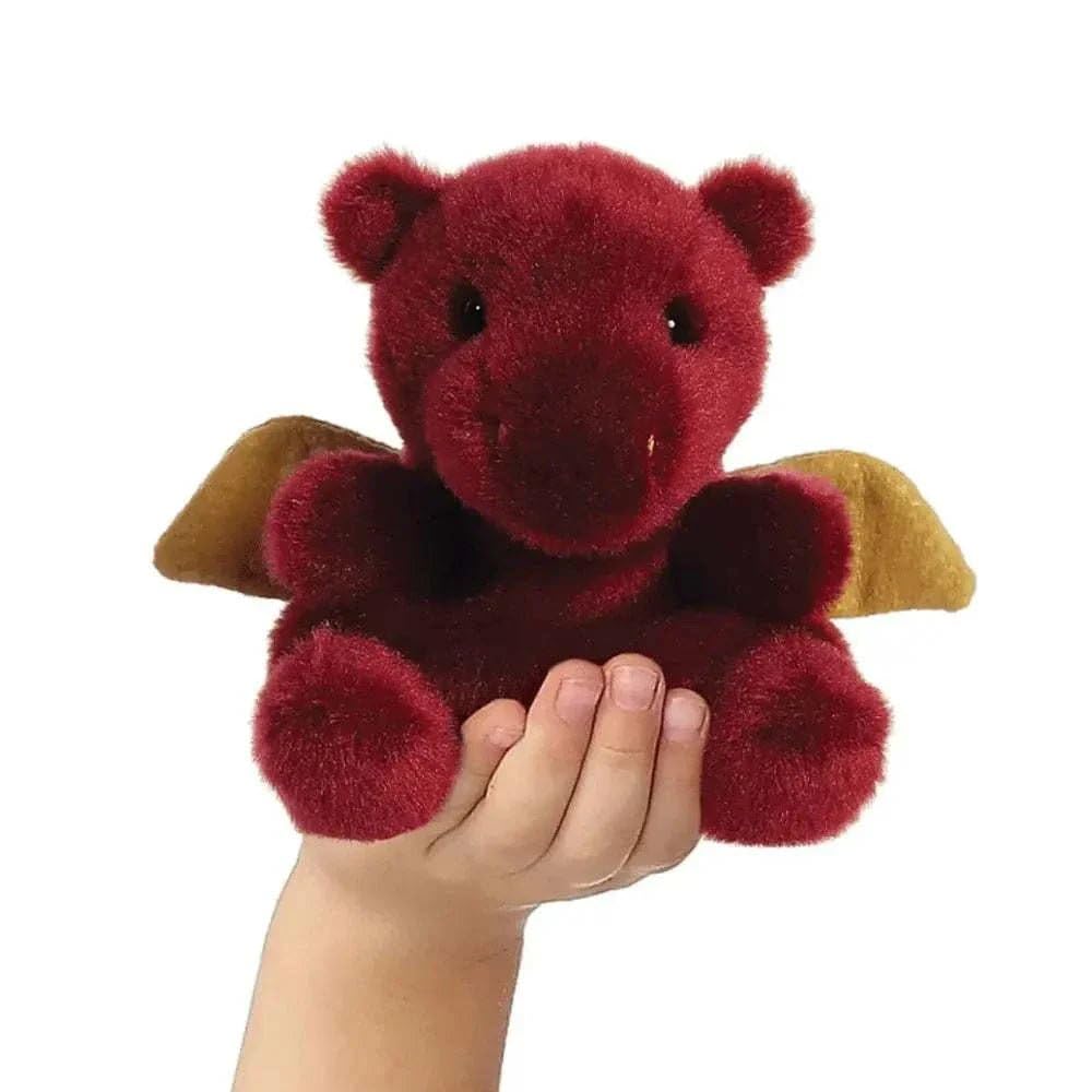 AURORA Palm Pals Aidan Dragon Stuffed Toy | Maroon Plush | 5In Size | Suitable from Birth