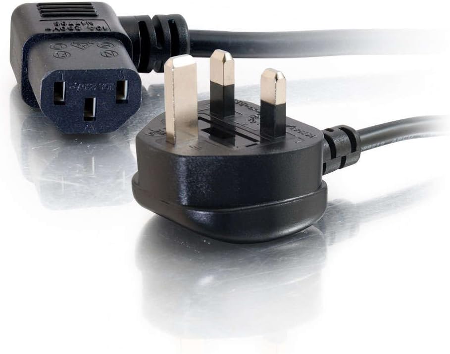 C2G 2 Metre 16 AWG Right Angle Power Cable (IEC320C13R to BS1363) - Heavy Duty Kettle Lead