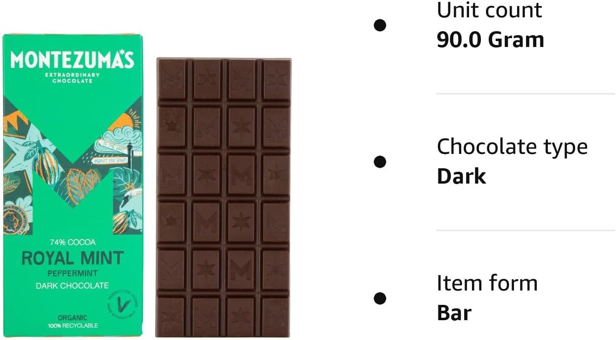 Montezuma - Royal Mint 74% Kakao Zartbitterschokoladentafel, Bio Vegan Glutenfrei 90g 3