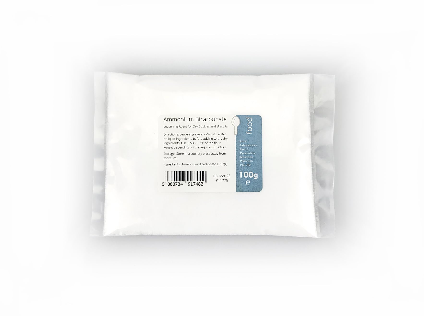 Intralabs Ammonium Bicarbonate 100g - Food Grade Leavening Agent E503 3