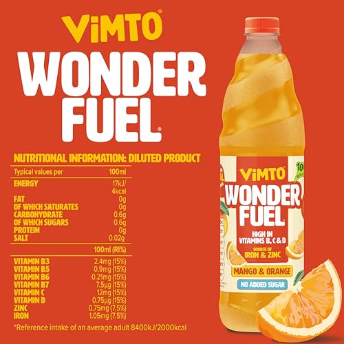 Vimto Wonderfuel Squash – No Added Sugar – Vitamins B, C & D – Iron & Zinc – 725ml 5