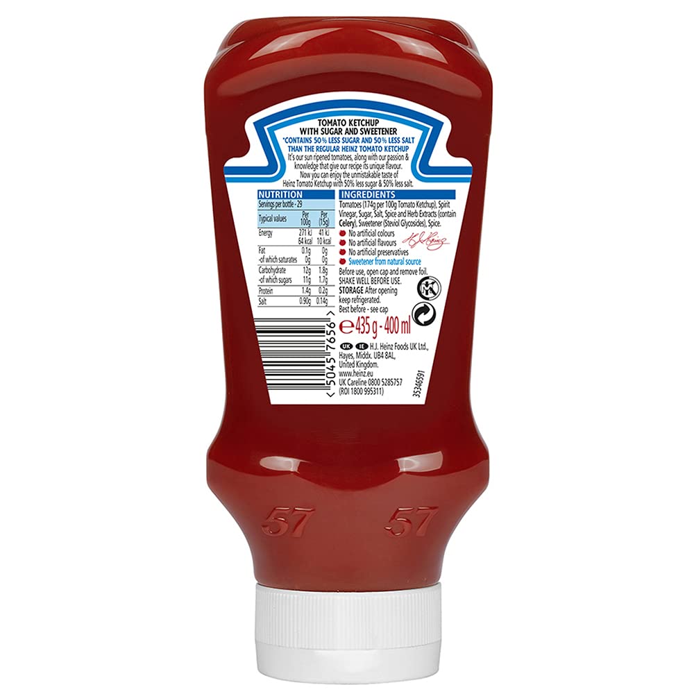 Heinz Tomato Ketchup 50% Less Sugar & Salt 435g