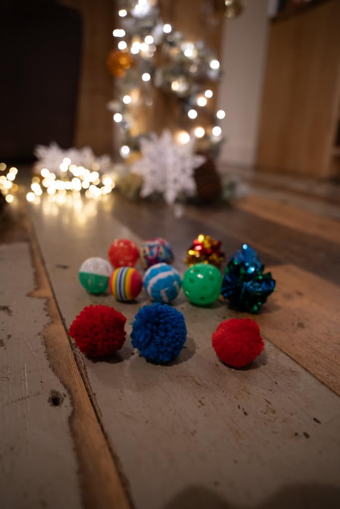 Petface Catkins Cat Ball Toys - Pack of 12 Assorted, Durable Plastic Balls for Cats 6
