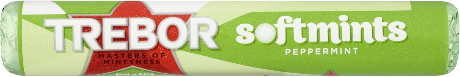 Trebor Softmints Pfefferminzgeschmack, 44er-Packung, vegane und vegetarische Kaubonbons mit knuspriger Hülle