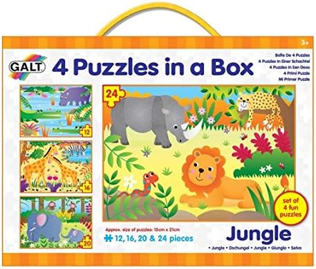 Galt Toys 4 Puzzles in a Box - Jungle Animal Jigsaw Puzzle Set for Kids, Ages 3 Years and Up 3