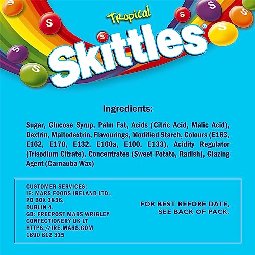 Skittles Kaubonbons mit tropischen Früchten, veganer Beutel, 136 g