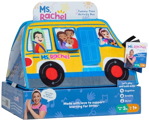 Ms. Rachel Tummy Time Activity Bus - Soft Folding Play Mat with Mirror & Textures for Sensory Development 19