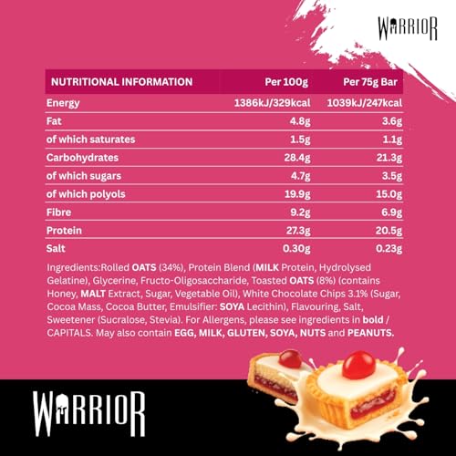 Warrior Raw Protein Bars – 12 x 75g Oat Flapjacks – High Protein, Low Sugar, High Fibre 6
