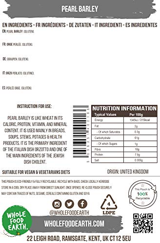 Wholefood Earth Perlgraupen 500 g | Gentechnikfrei | Ballaststoffreich | Vegan | Recycelbare Verpackung 6