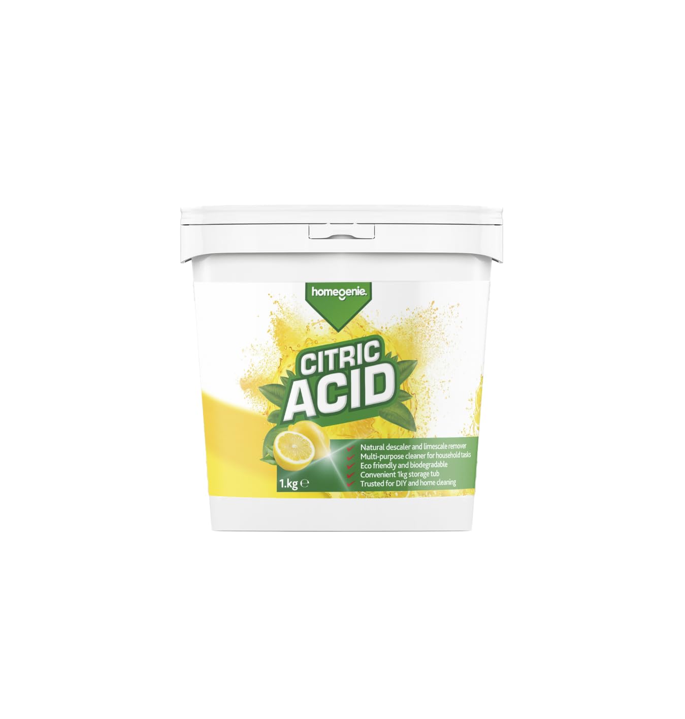 HomeGenie Citric Acid Powder - Natural Descaler & Multi-Purpose Cleaner | 1kg Unscented Powder