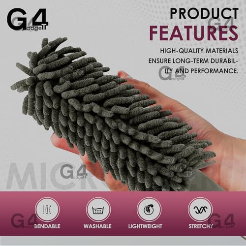 G4GADGET Microfiber Duster Grey - Washable Duster for Cleaning Window Blinds and Home Surfaces 6