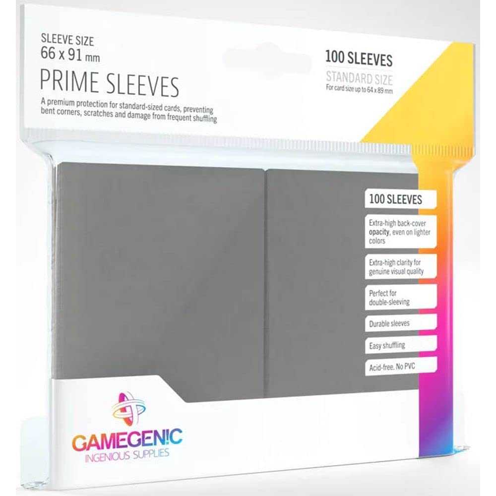 Gamegenic Prime Sleeves - 100-Pack Matte Grey Trading Card Protection
