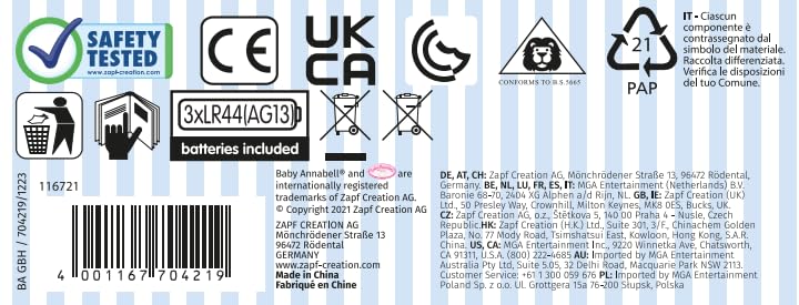 Baby Annabell Sweet Dreams Dummy 43cm - Lullaby & Light-Up Toy for Toddlers 15