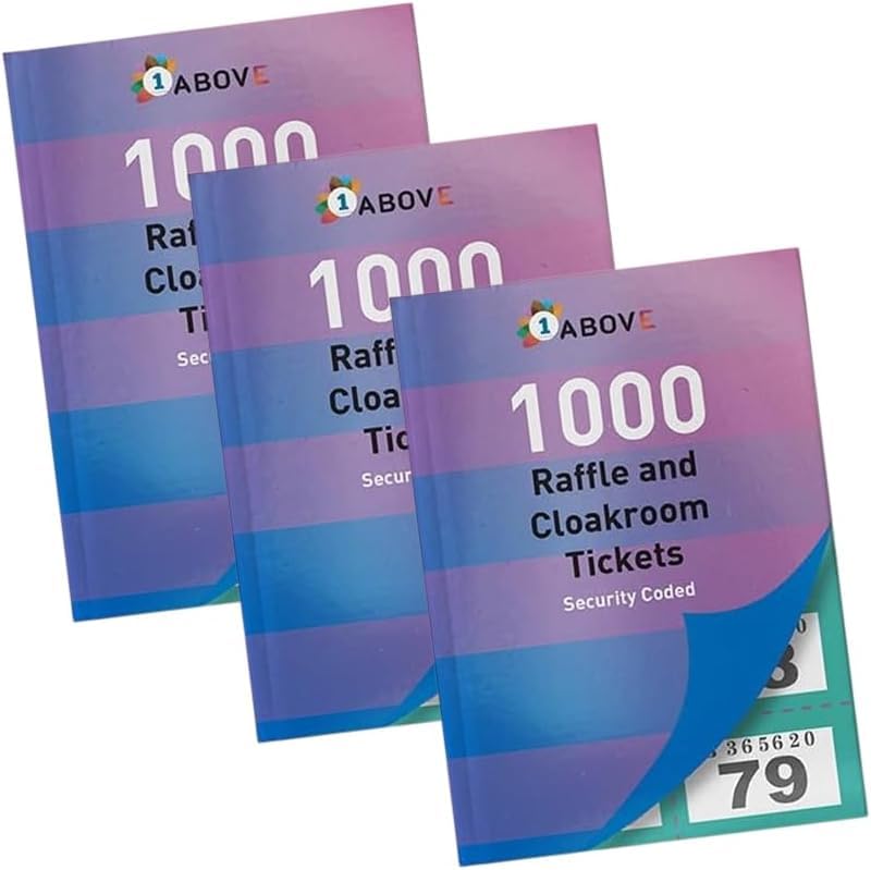 1ABOVE 3pk Stationery Cloakroom and Raffle Tickets Tombola Draw Numbered 1-1000
