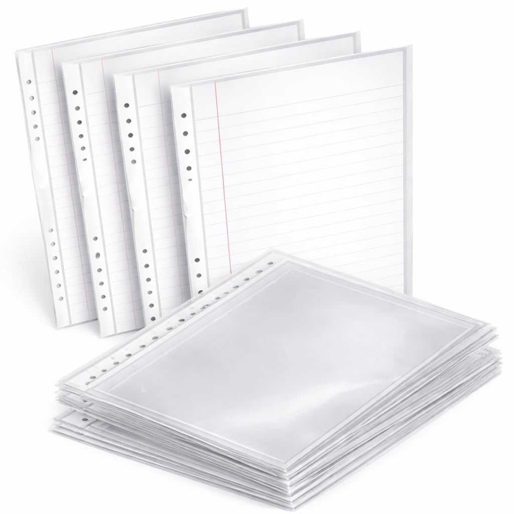 1ABOVE 100-Pack A4 Plastic Wallets - 90 Micron Extra Strong | Glass Clear | Multi-Punched
