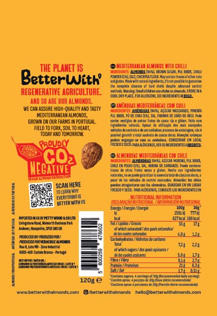 Better With Chilli Almonds - Bold Heat Snack | High Protein, Fibre | 120 g Pack 3