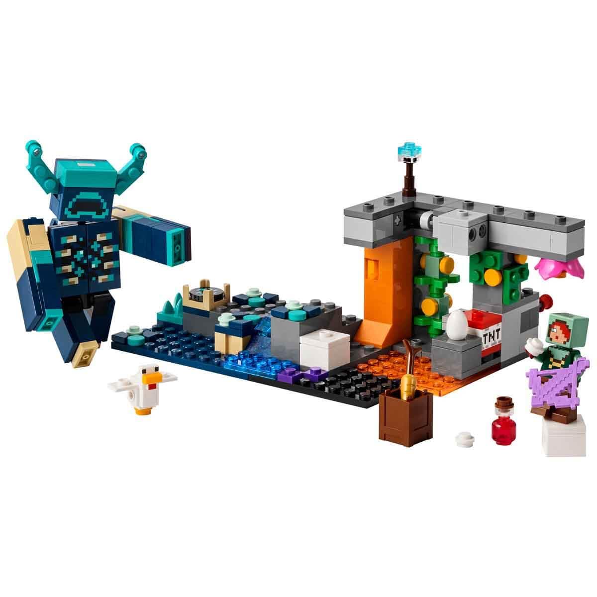 LEGO Minecraft The Warden Encounter 21274 – Baubare Warden-Figur mit Minifigur und üppigem Höhlenset
