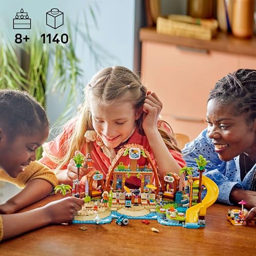 LEGO Friends Family Holiday Beach Resort Toy - 1140-Piece Playset with 6 Mini Dolls & Turtle Figure 8