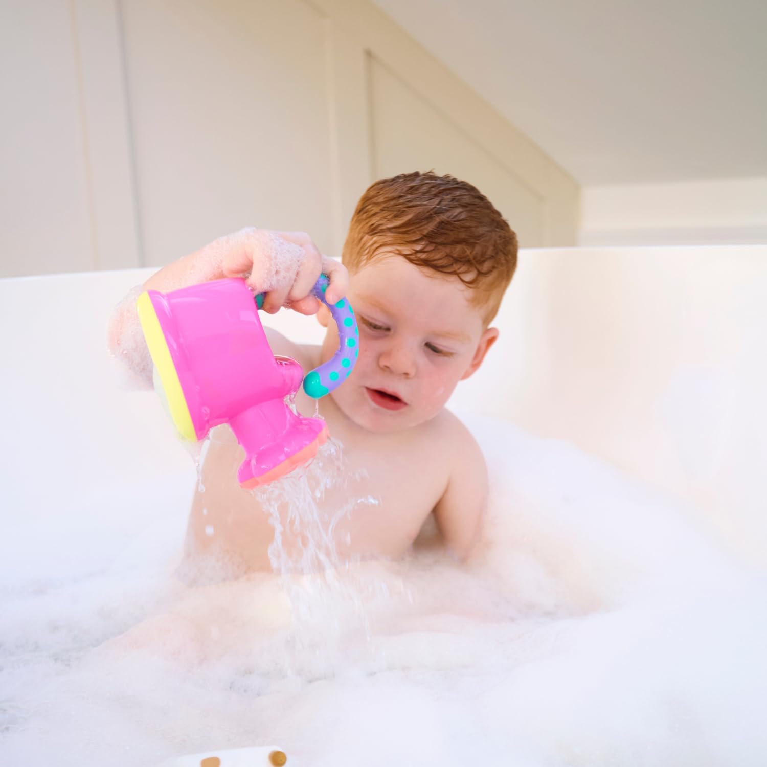 Nuby Fun Watering Can Bath Toy - Easy Hold Handle | Pink | Ages 6 Months+ 3