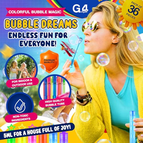 G4GADGET 36-Pack Bubble Tubes – Fun & Colorful Party Bag Fillers for Kids 6