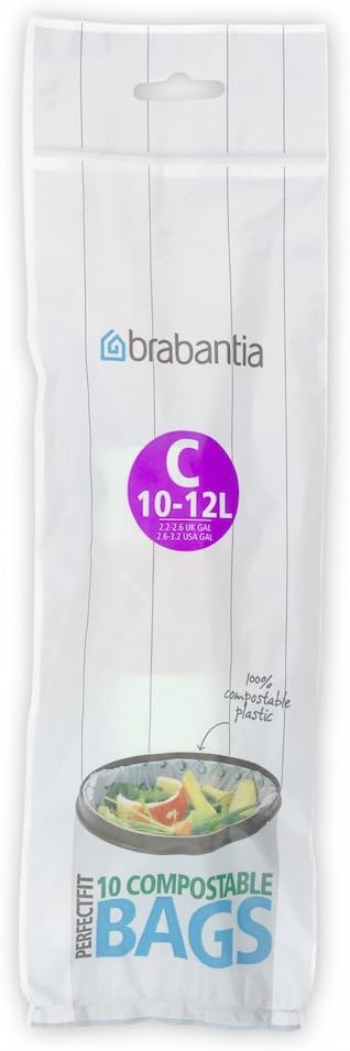 Brabantia - Kompostierbare Müllbeutel Größe C, 10-12L, 10 Beutel, Grün 4