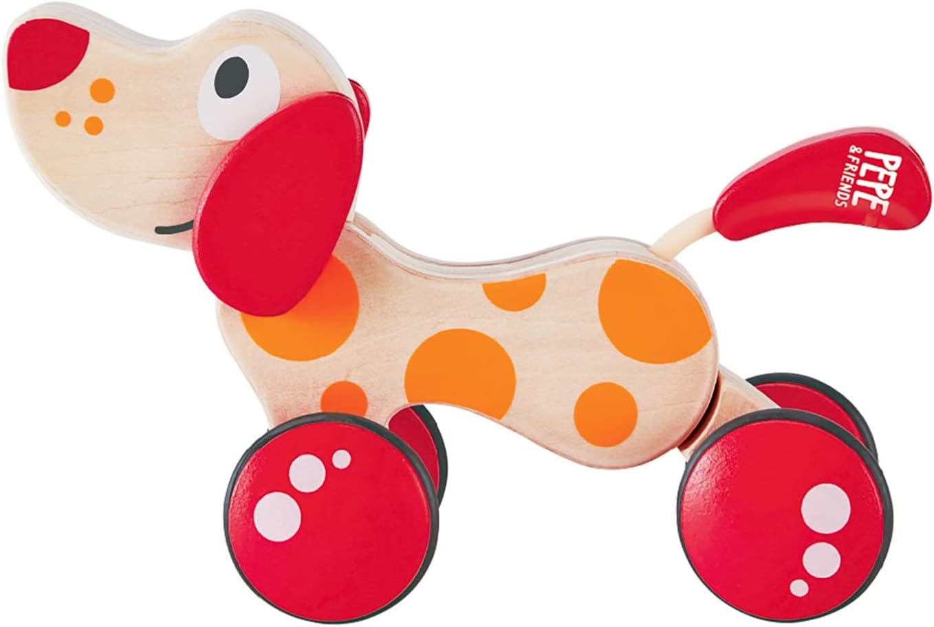 Hape Pepe Pull Along Dog - Wooden Walk-Along Toy for Toddlers 12 Months+