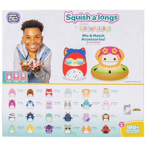 Squish-a-longs Series 2 - 25 Pack Mini-Squish with Accessories & Collector’s Guide - 2 Chase Figures 8