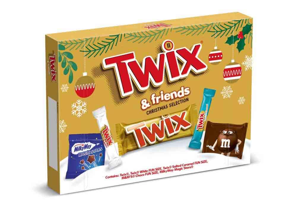 Twix Weihnachtsmilchschokoladen-Auswahlbox 140 g mit M&amp;Ms und Milky Way Magic Stars