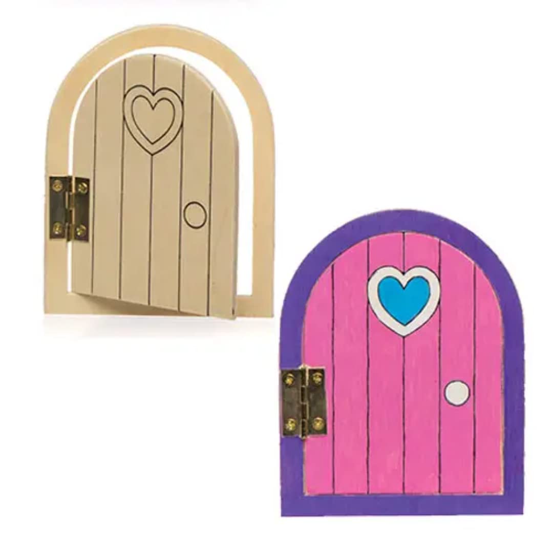 Baker Ross Wooden Fairy Doors Craft Kit - Pack of 4 for Kids to Decorate